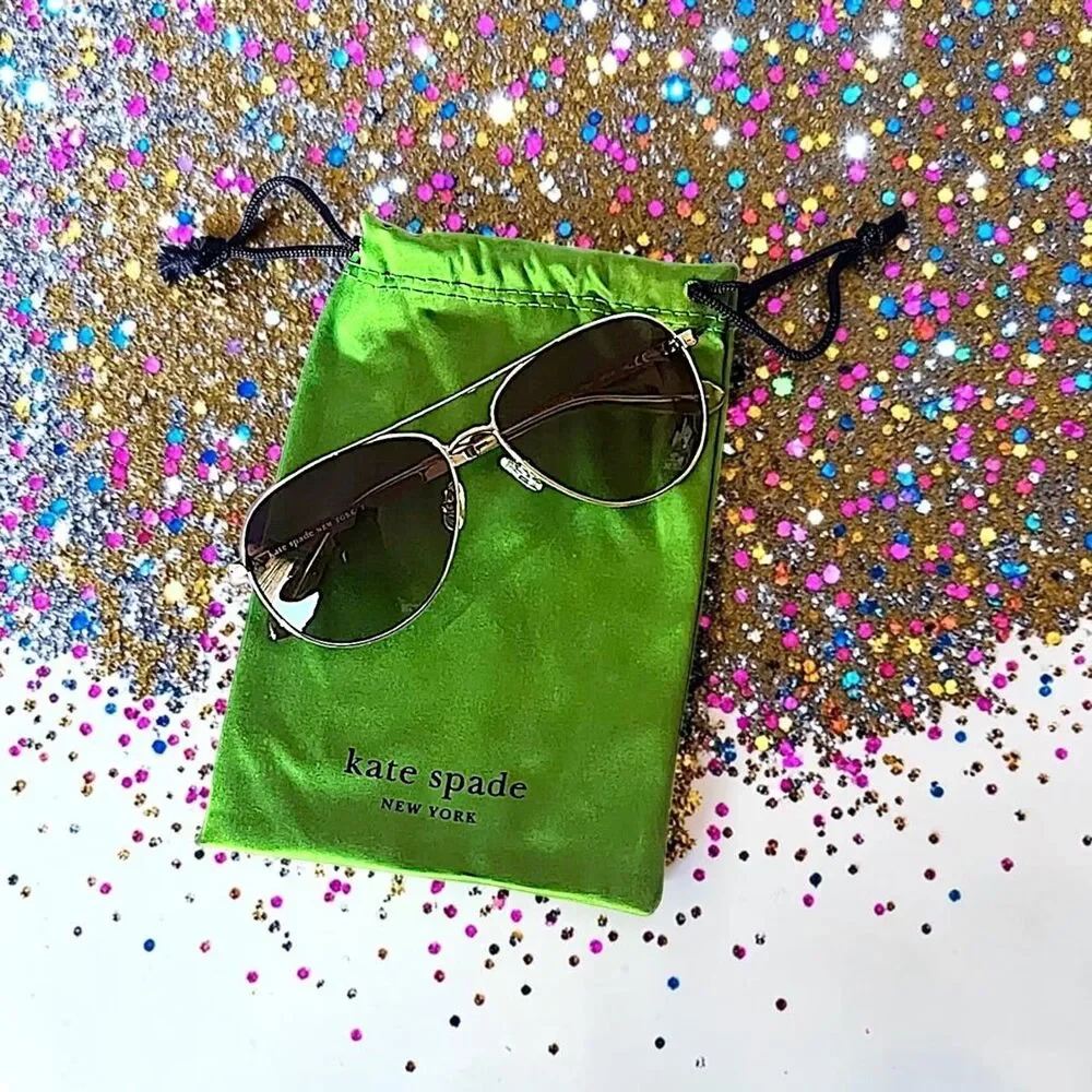 Kate Spade Women's Emmaline/S J5GHA Gold Aviator Sunglasses NEW IN BAG 57mm